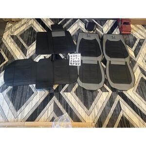Universal Black and Gray Car Seat Covers - Front and Rear Set missing peices